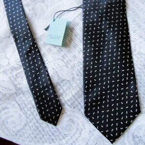 Paolo Albizzati Silk Tie, Dark Navy/silver, Handmade in Italy